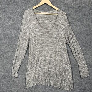 Soft Surroundings Womens Size Large Tunic Top Gray Lagenlook Ruffled Hem Stretch